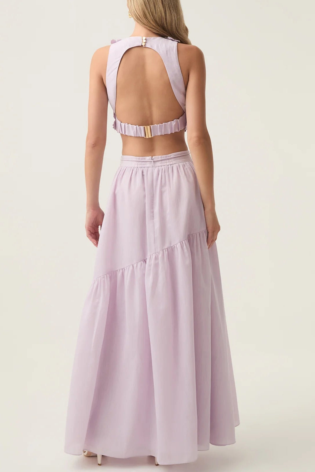 Ashley Flower Shell Top Maxi Skirt Set in Purple Avalabel