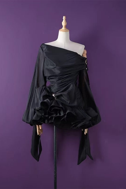 Black one-shoulder dress 