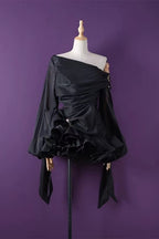 Black one-shoulder dress 