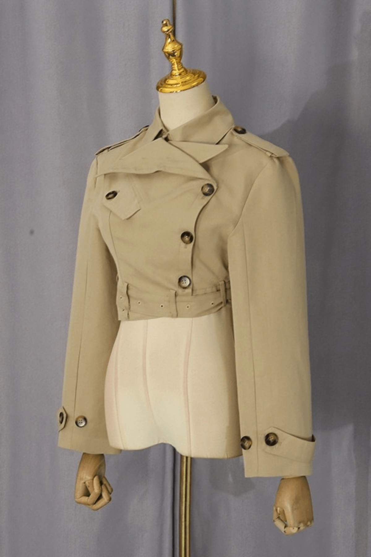 Jana Khaki Cropped Trench Jacket Avalabel