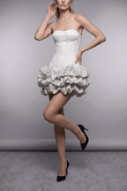 Polka Dot Corset Strapless Ruffle Mini Dress Avalabel