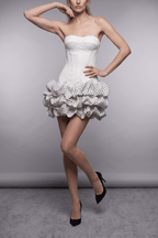 Polka Dot Corset Strapless Ruffle Mini Dress Avalabel