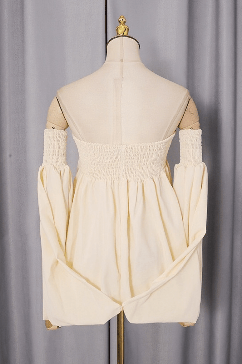 Off Shoulder Smocked Balloon Sleeve Top Avalabel