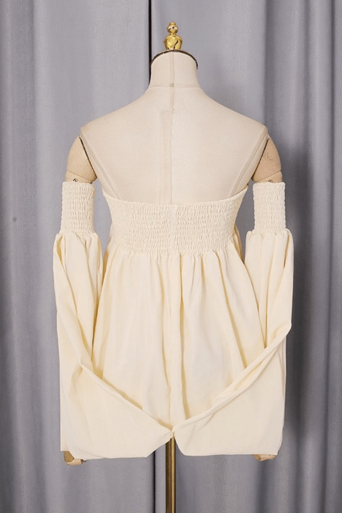 Off Shoulder Smocked Balloon Sleeve Top Avalabel