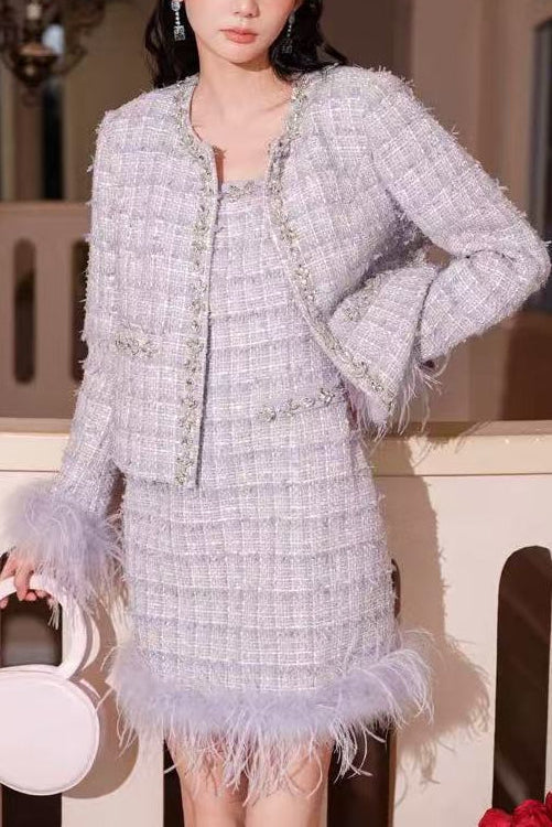 Tweed rhinestone suit dress Avalabel