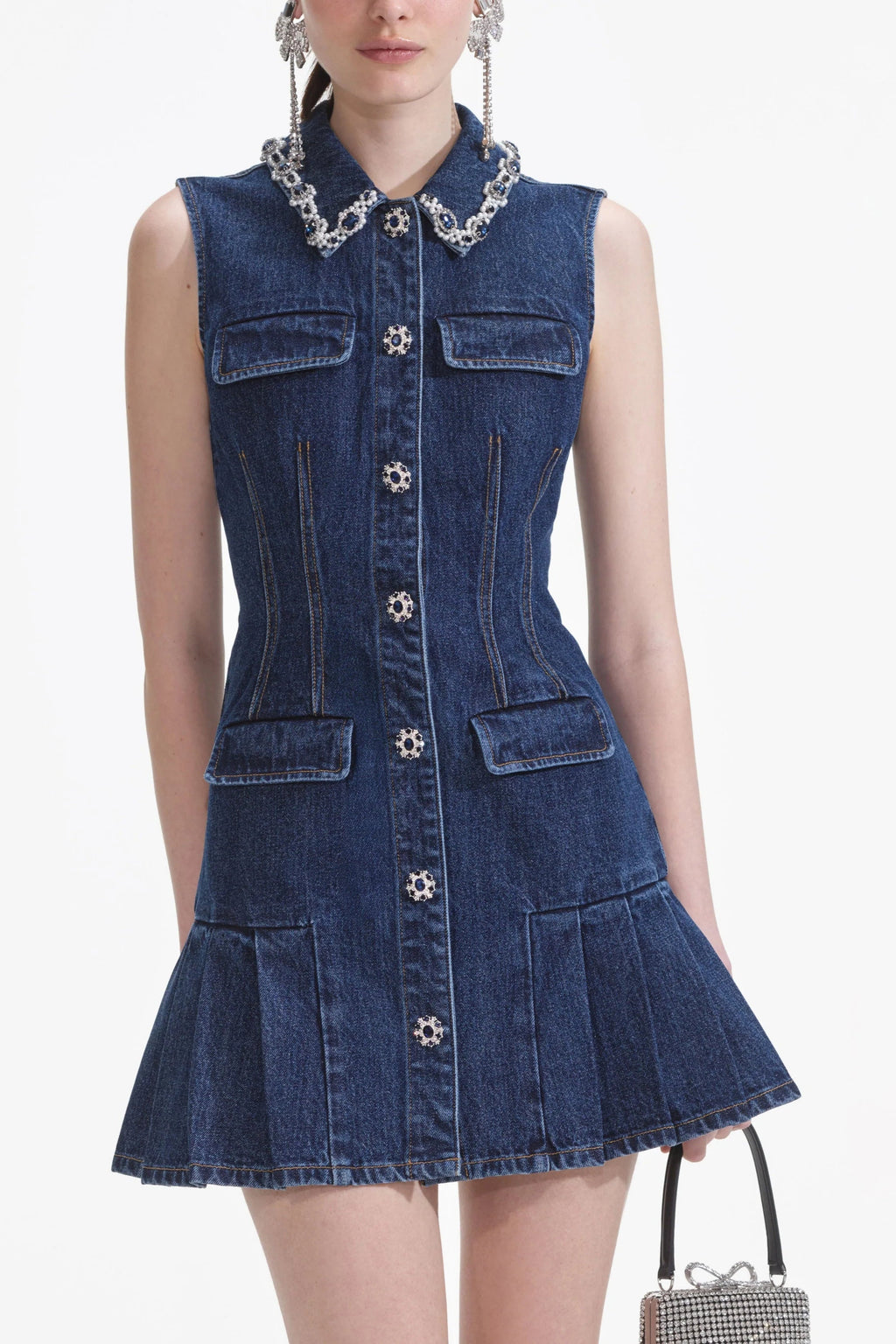 Blue Denim Sleeveless Mini Dress Soraya
