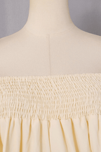 Off Shoulder Smocked Balloon Sleeve Top Avalabel