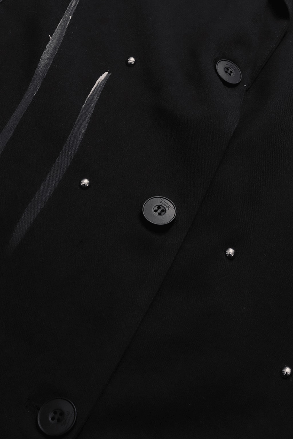 Asya Black Studded Strap Detail Long Coat Avalabel