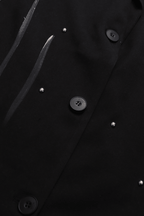 Asya Black Studded Strap Detail Long Coat Avalabel