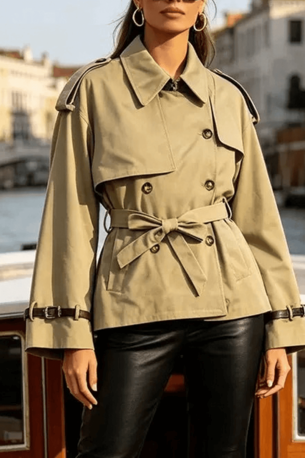Joan Khaki Short Trench Jacket Avalabel