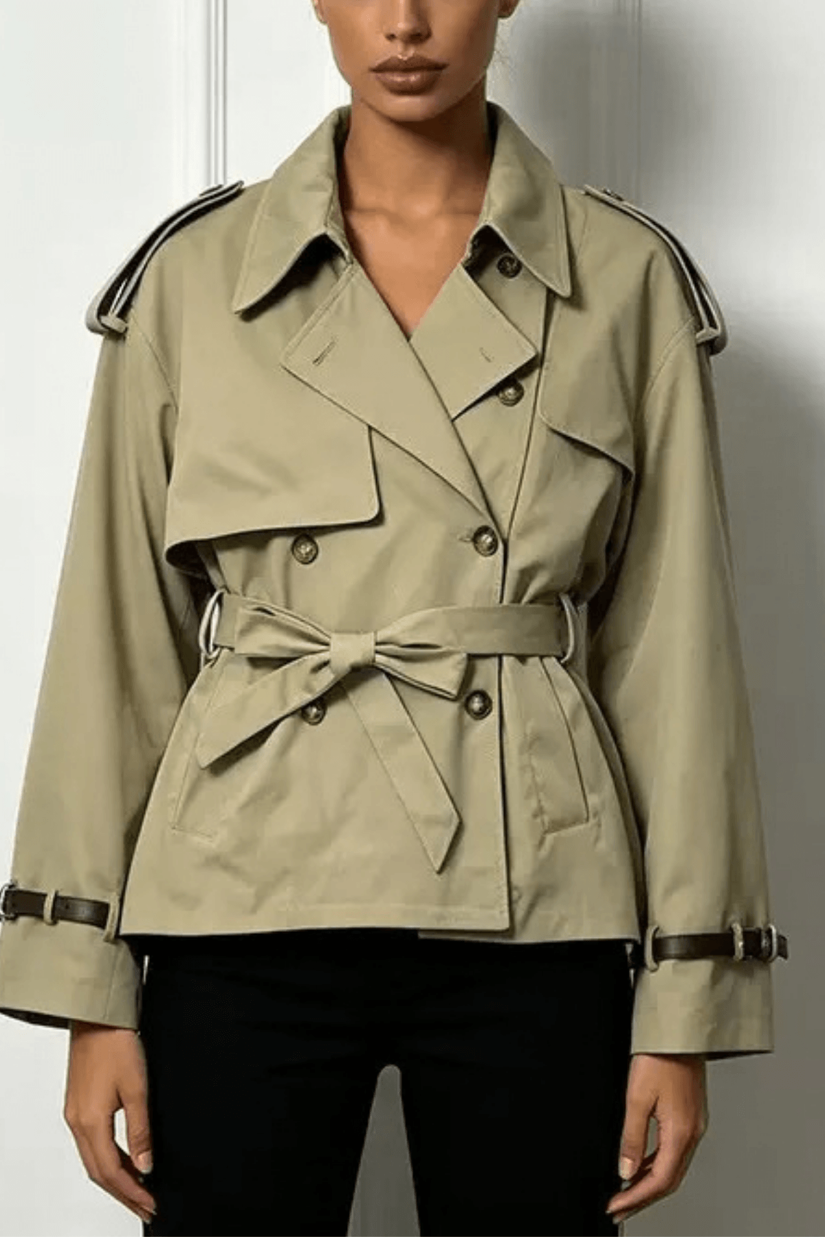 Joan Khaki Short Trench Jacket Avalabel