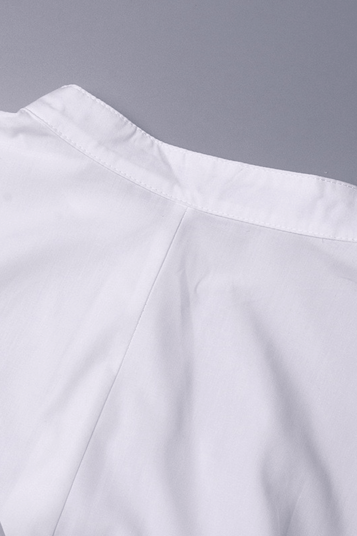 White Stand Collar Ruffled Peplum Blouse Avalabel
