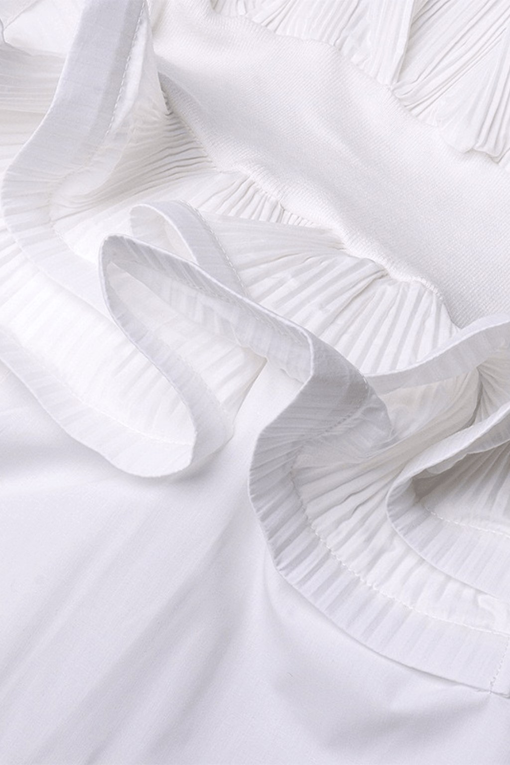 White Stand Collar Ruffled Peplum Blouse Avalabel