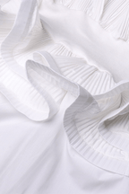 White Stand Collar Ruffled Peplum Blouse Avalabel