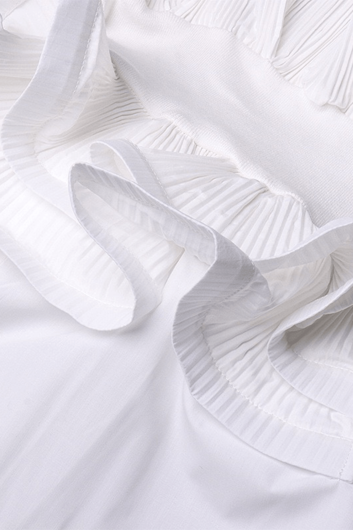White Stand Collar Ruffled Peplum Blouse Avalabel