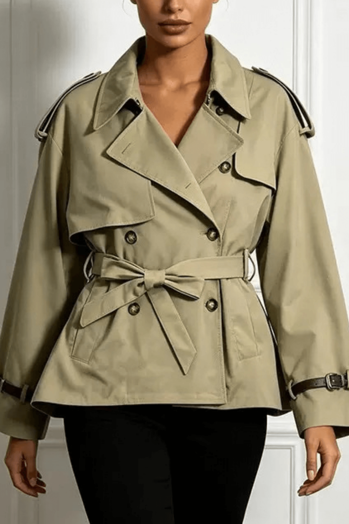 Joan Khaki Short Trench Jacket Avalabel