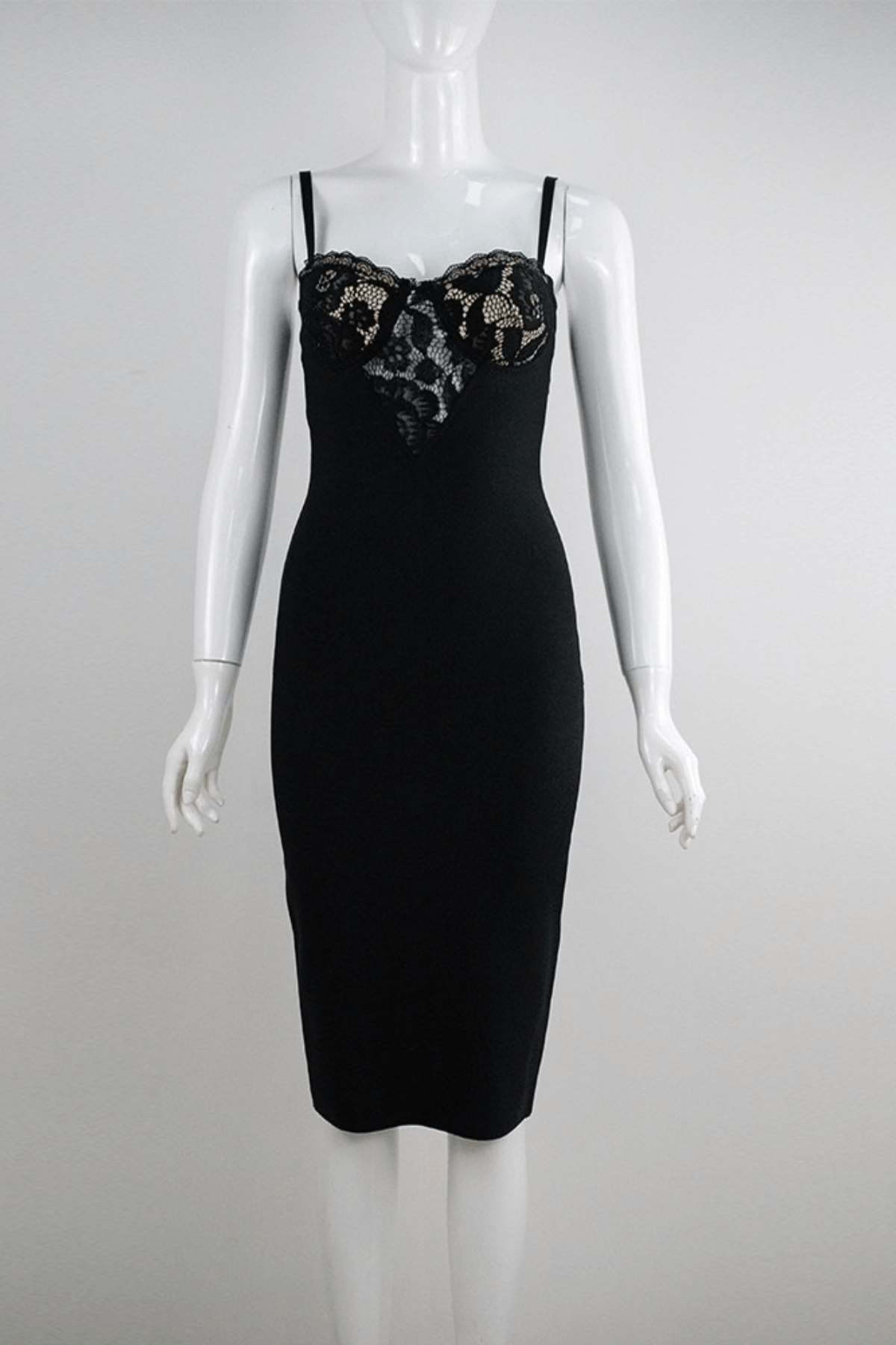 Karen Black Lace Bodycon Midi Dress Avalabel