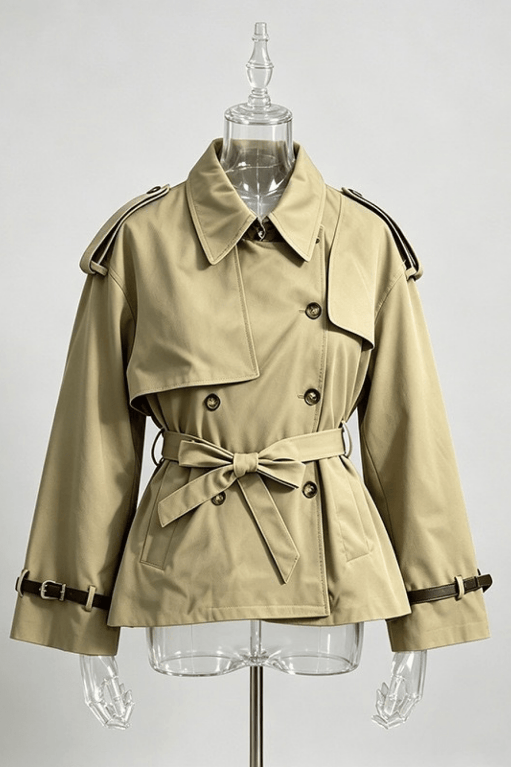 Joan Khaki Short Trench Jacket Avalabel