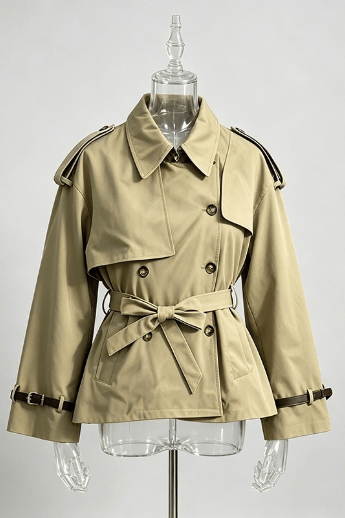 Joan Khaki Short Trench Jacket Avalabel