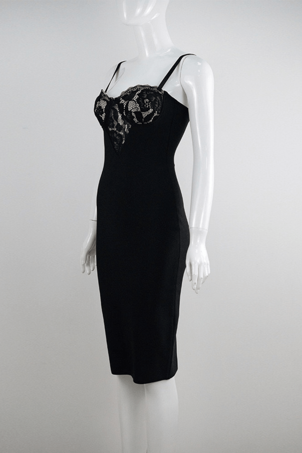 Karen Black Lace Bodycon Midi Dress Avalabel