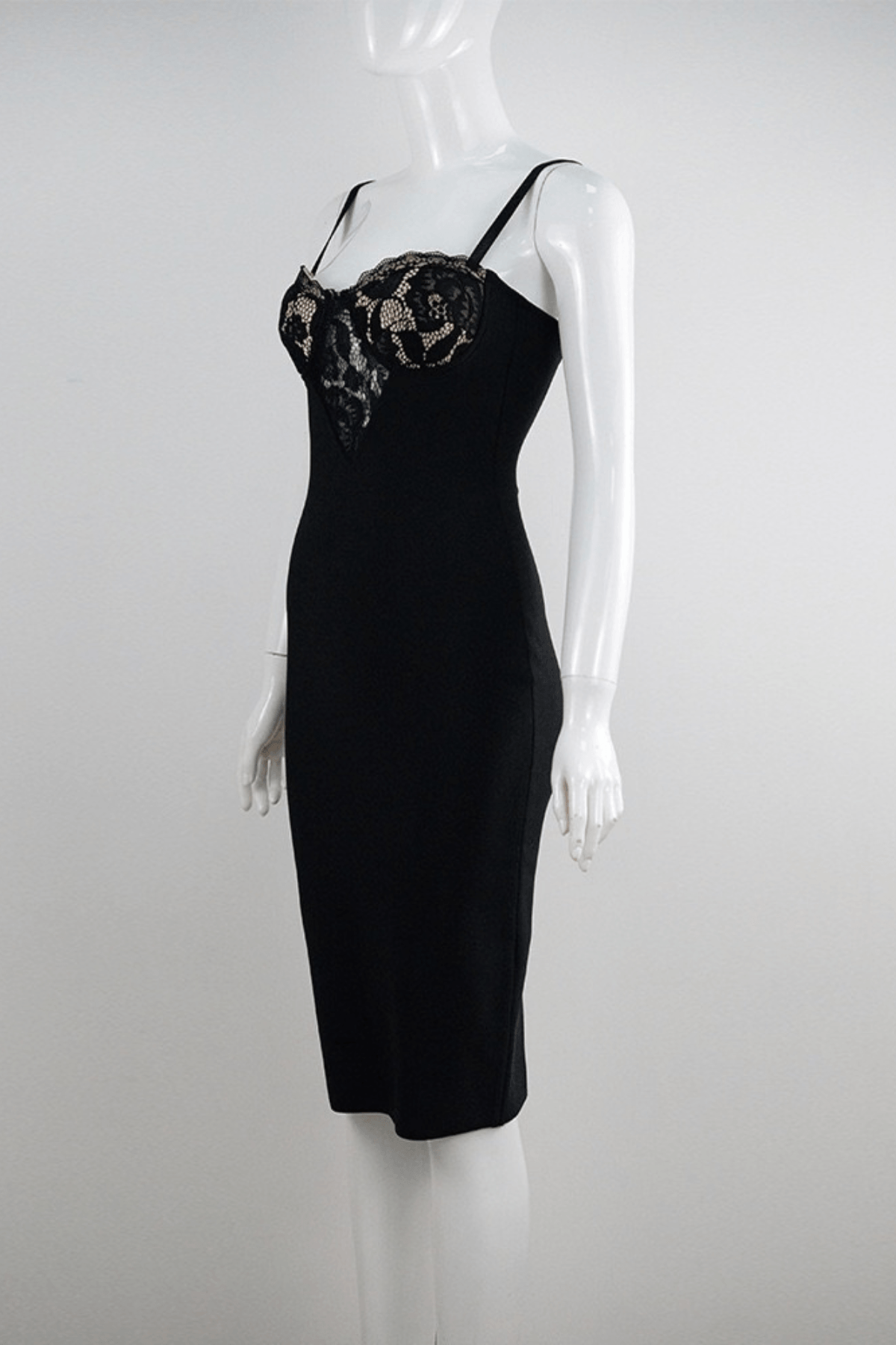 Karen Black Lace Bodycon Midi Dress Avalabel