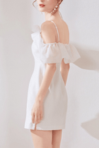 Sophia Elegant Off Shoulder Tulle White Dress Avalabel