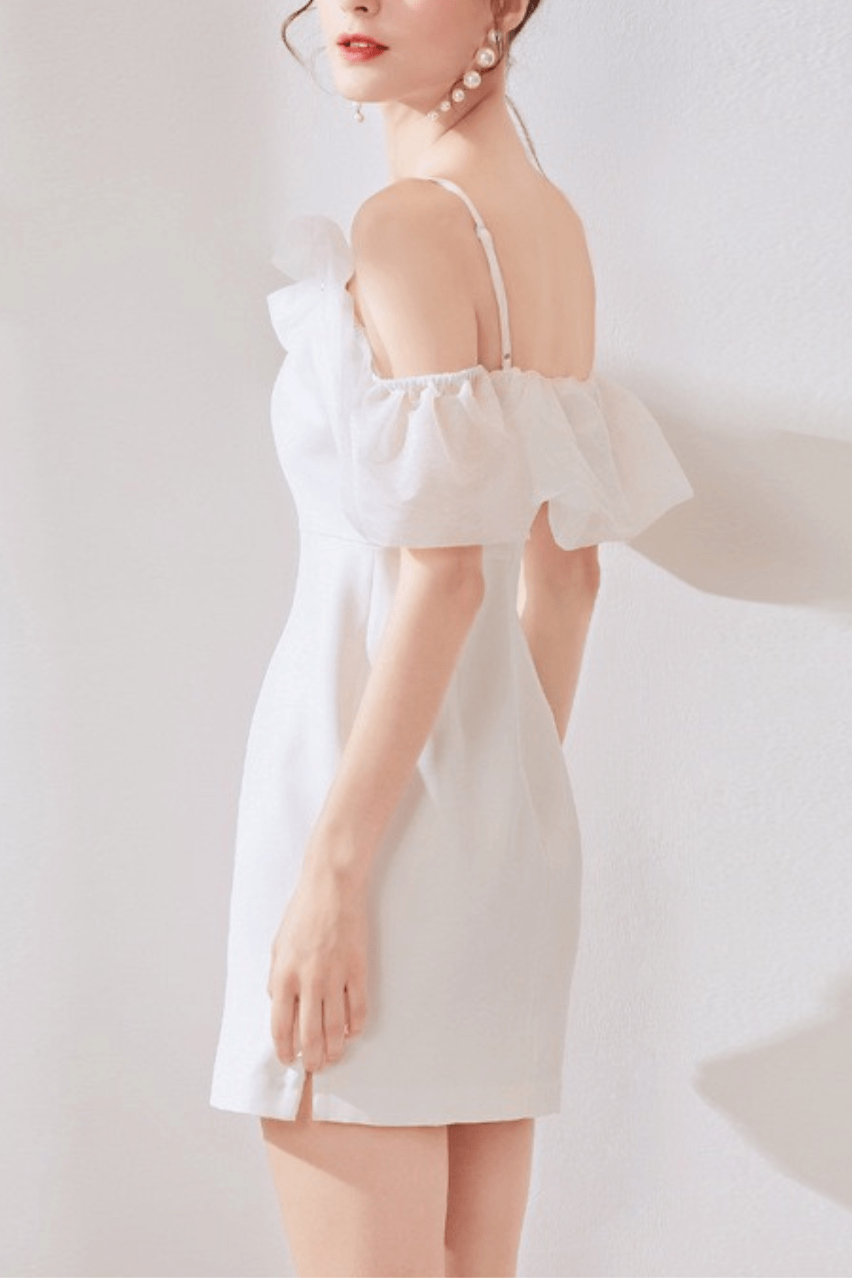 Sophia Elegant Off Shoulder Tulle White Dress Avalabel