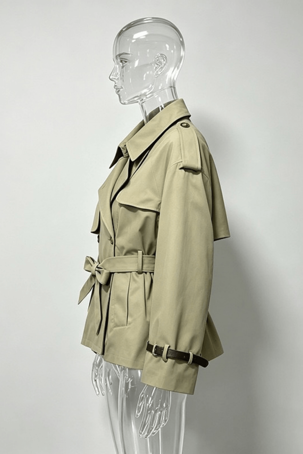 Joan Khaki Short Trench Jacket Avalabel