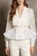 Fanny Lace Double Breasted Peplum Blazer Top Avalabel