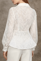 Fanny Lace Double Breasted Peplum Blazer Top Avalabel