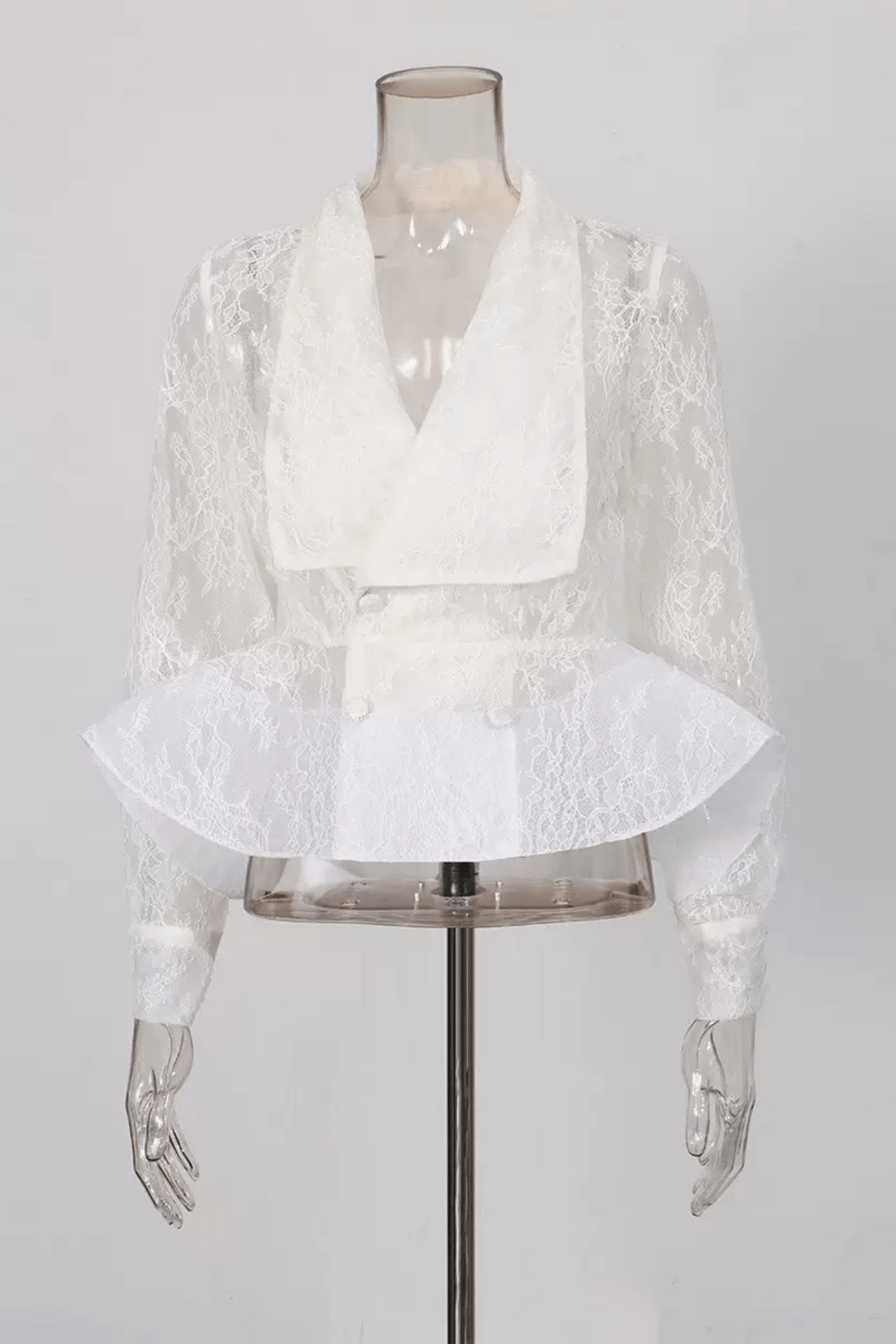 Fanny Lace Double Breasted Peplum Blazer Top Avalabel