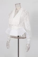 Fanny Lace Double Breasted Peplum Blazer Top Avalabel