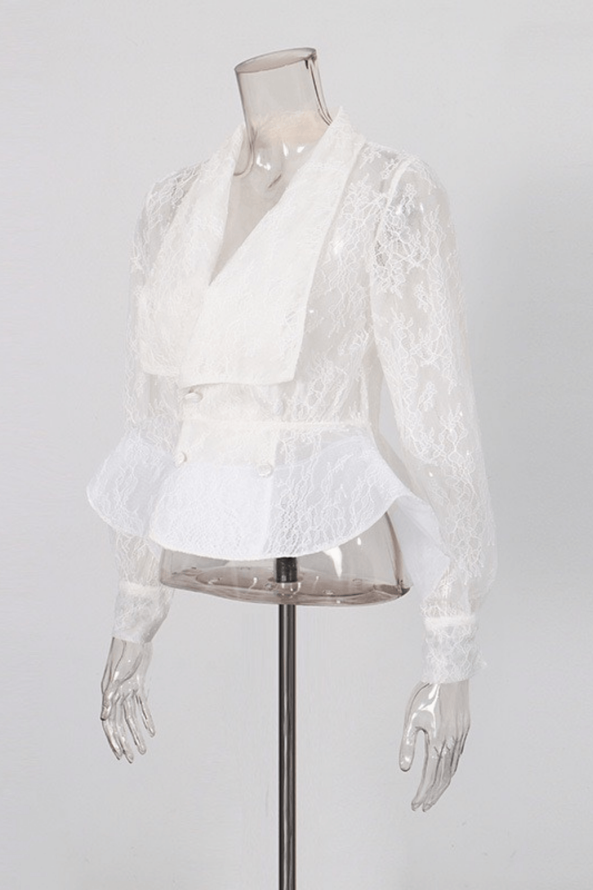 Fanny Lace Double Breasted Peplum Blazer Top Avalabel
