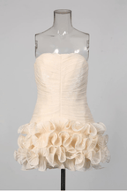 Gloria Ruched Strapless Mini Ruffle Hem Dress Avalabel