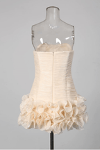 Gloria Ruched Strapless Mini Ruffle Hem Dress Avalabel