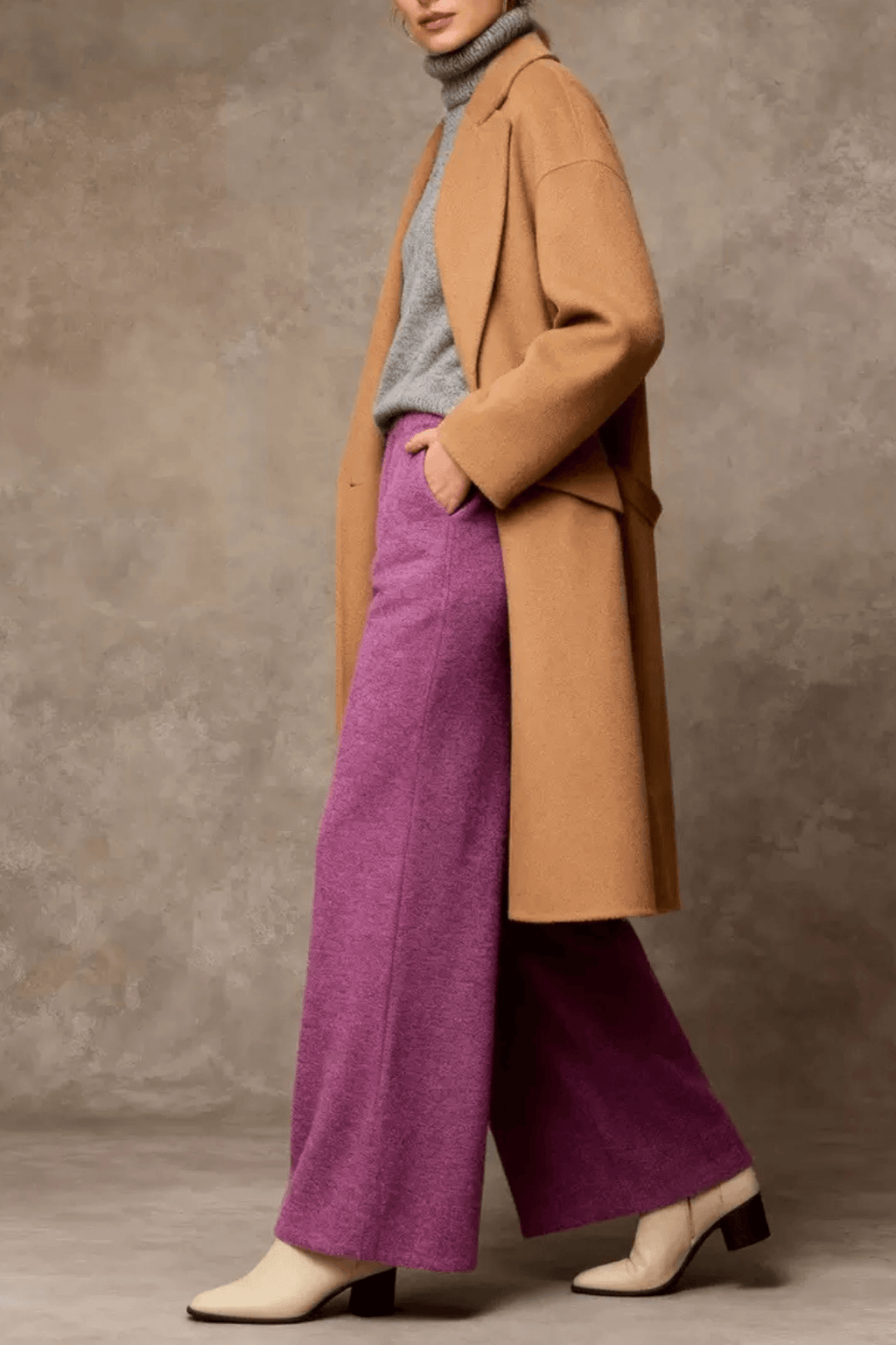 Farah Textured Knit High Waist Wide Leg Pants Avalabel