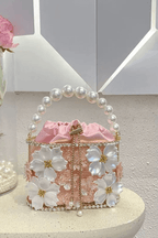Janine Pink 3D Floral Evening Handbag Avalabel