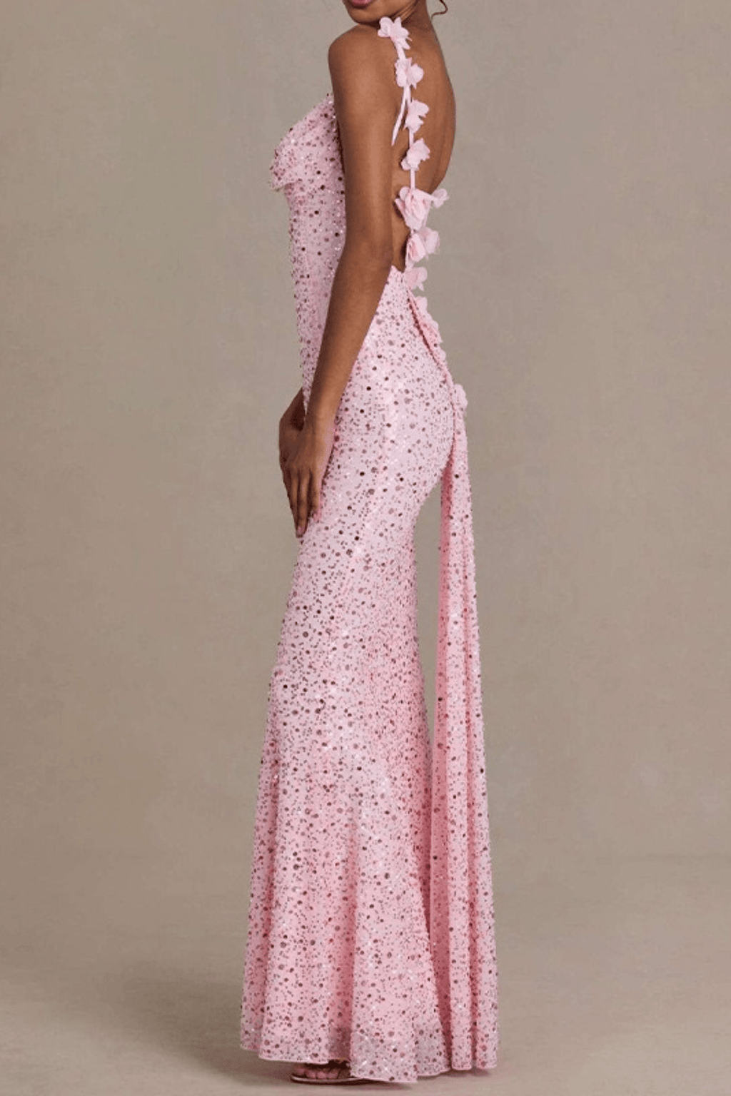 Adele Sequin Cowl Neck Strap Mermaid Dress Avalabel