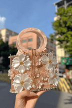 Janine Pink 3D Floral Evening Handbag Avalabel