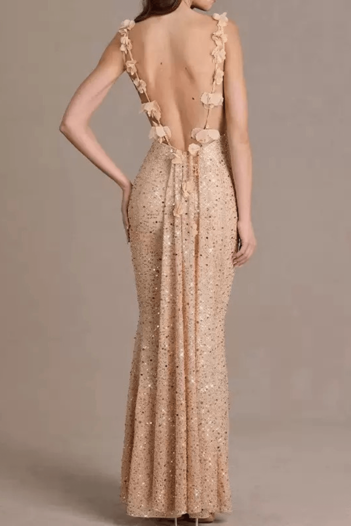 Adele Sequin Cowl Neck Strap Mermaid Dress Avalabel
