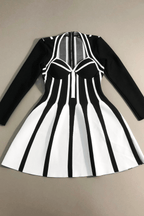 Karin Black White Striped Long Sleeve Mini Dress Avalabel