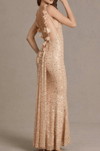 Adele Sequin Cowl Neck Strap Mermaid Dress Avalabel