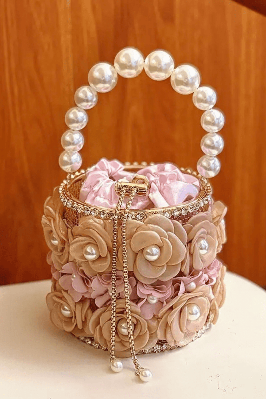 Jen Pink 3D Floral Pearl  Handbag Avalabel