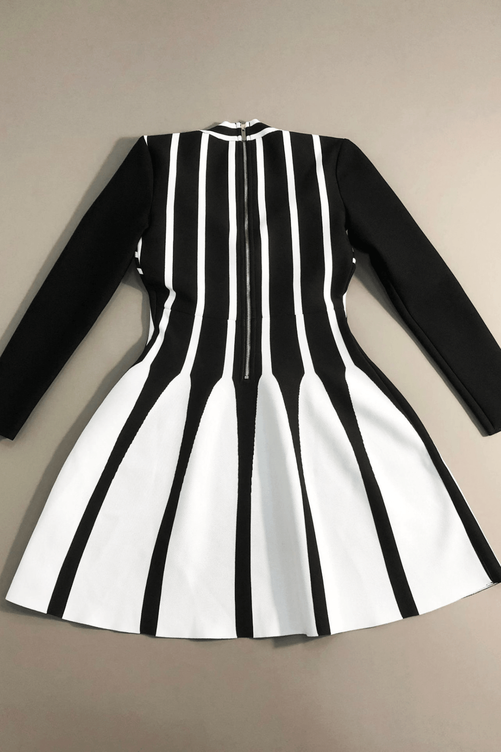 Karin Black White Striped Long Sleeve Mini Dress Avalabel