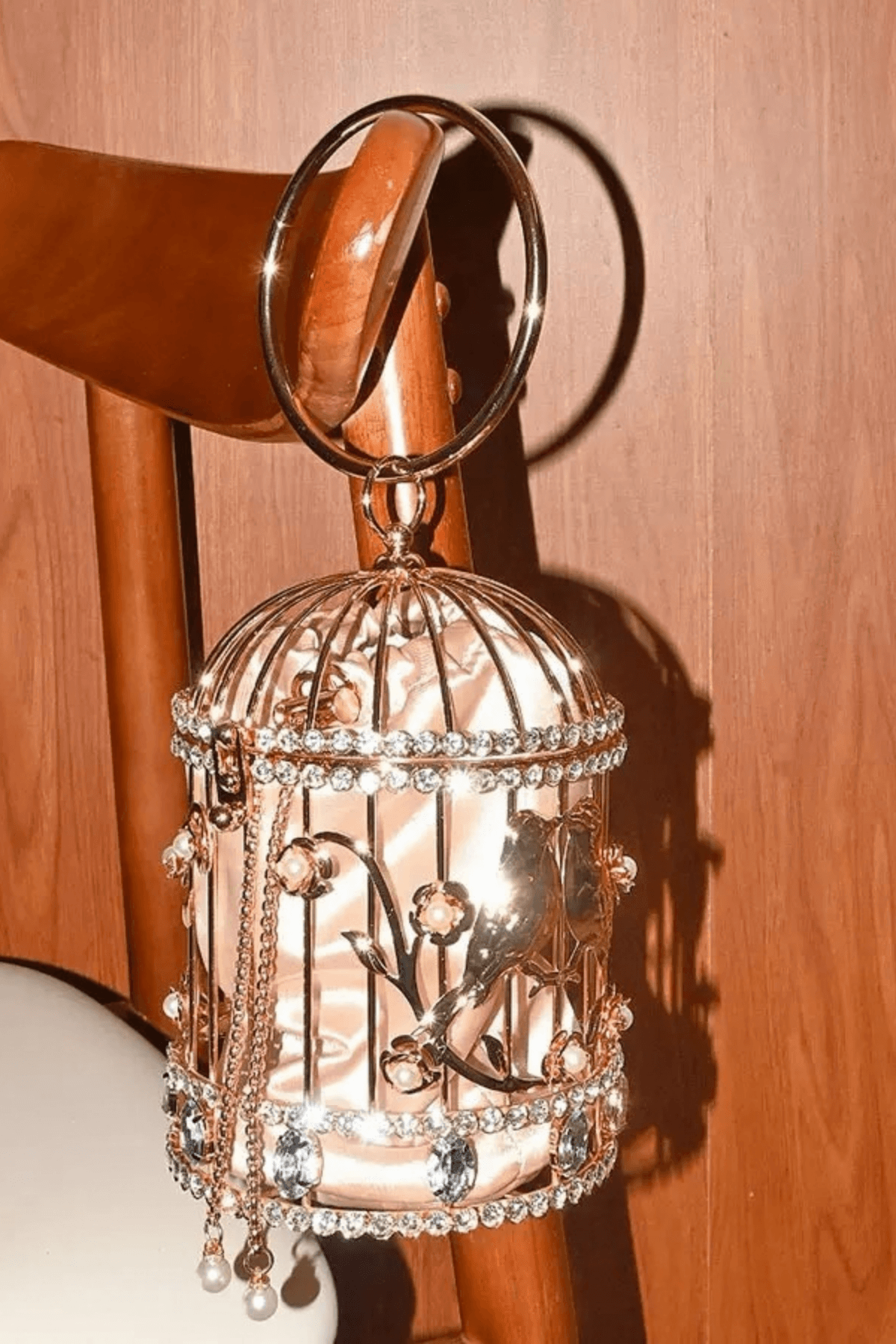 Brett Rose Gold Birdcage Evening Handbag Avalabel
