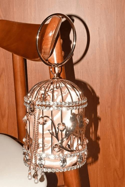 Brett Rose Gold Birdcage Evening Handbag Avalabel