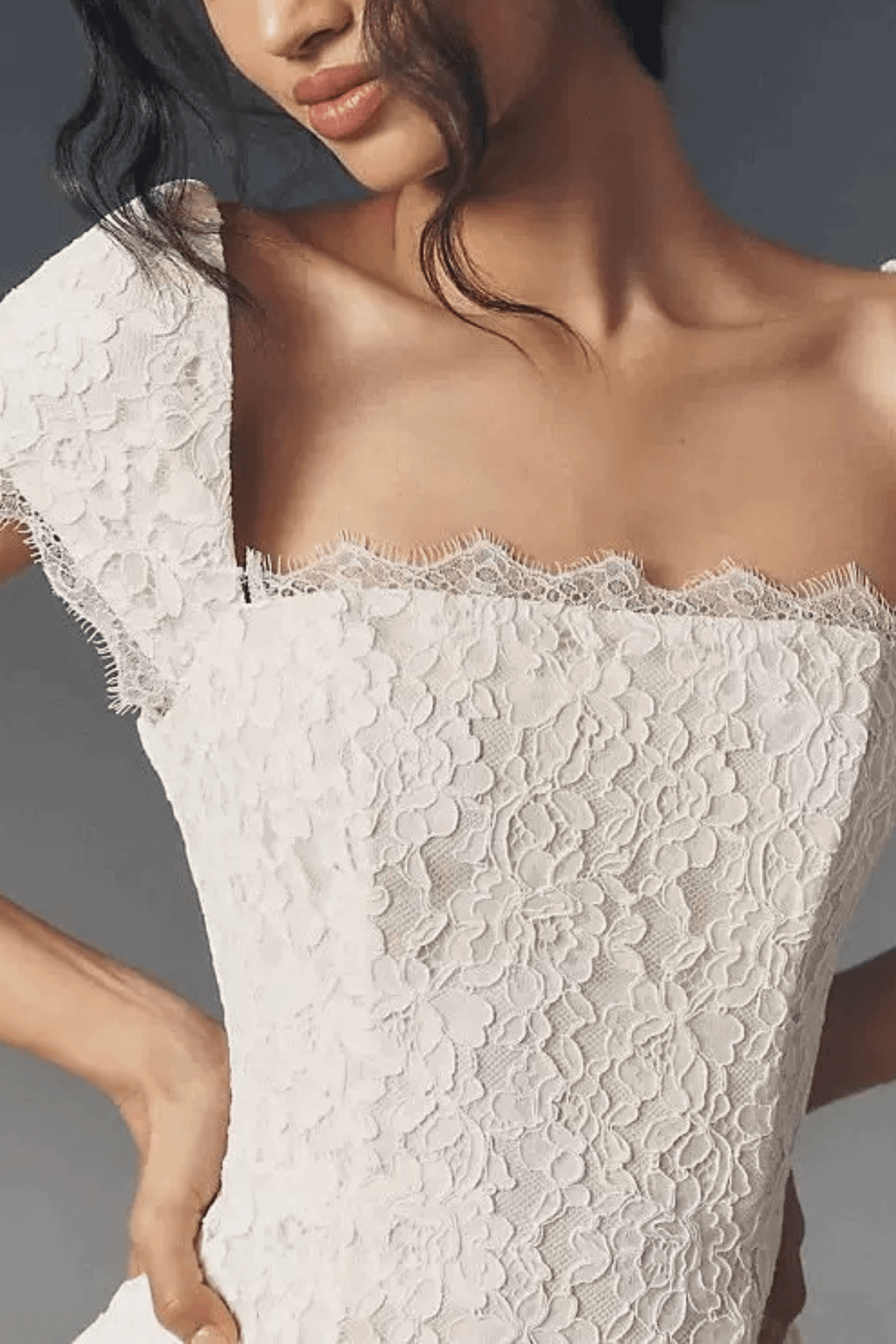 Alma White Lace Cap Sleeve Ruffled Mini Dress Avalabel
