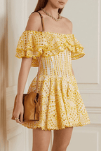 Elegant Off Shoulder Embroidered Mini Ruffle A Line Party Dress Avalabel