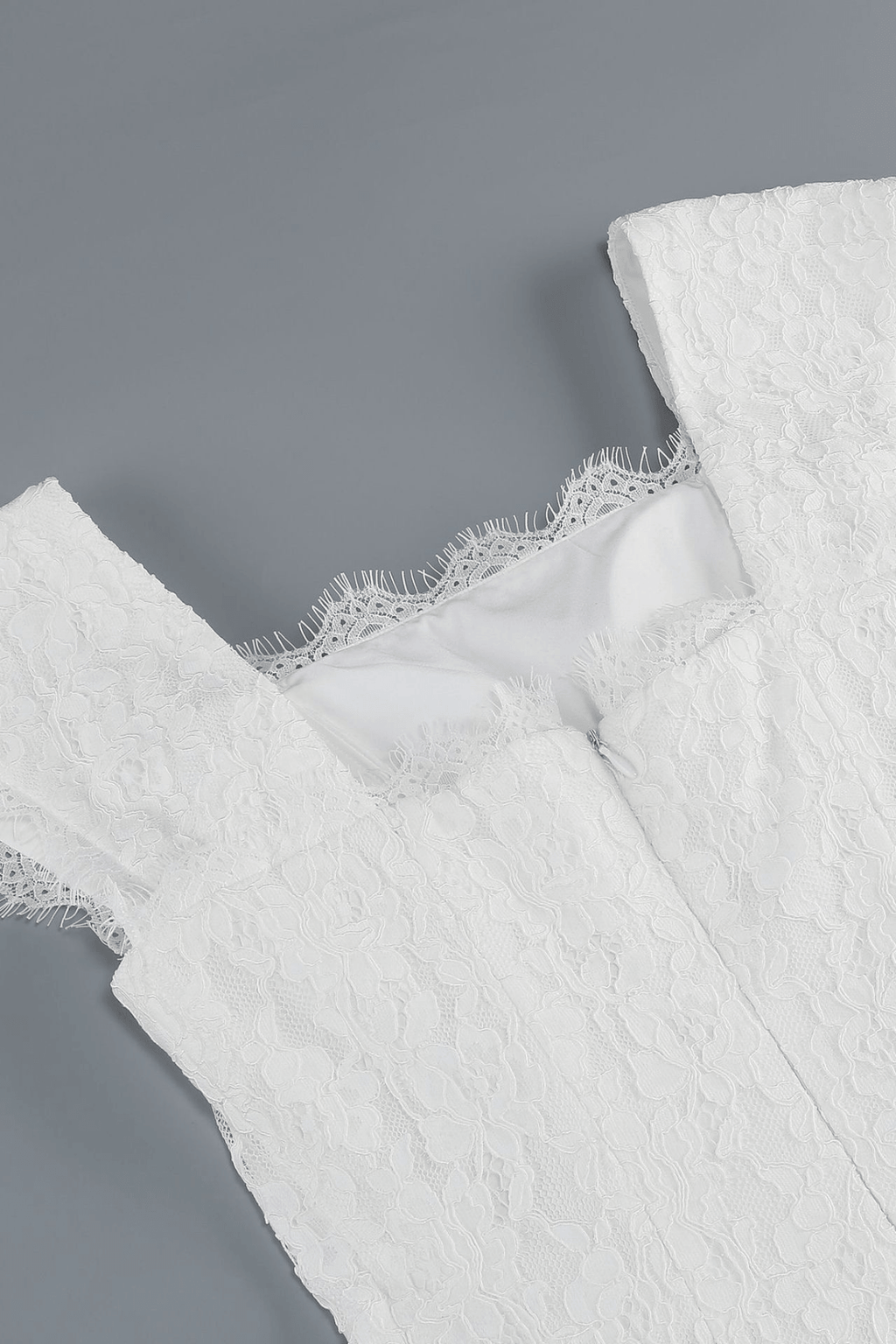 Alma White Lace Cap Sleeve Ruffled Mini Dress Avalabel