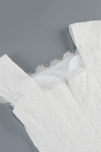 Alma White Lace Cap Sleeve Ruffled Mini Dress Avalabel